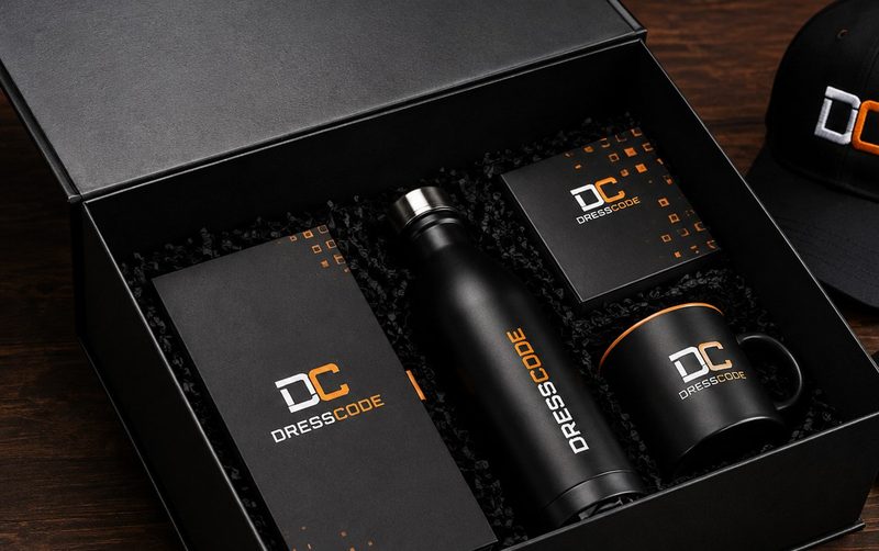 Dresscode gift set box with bottle, mug and notebook